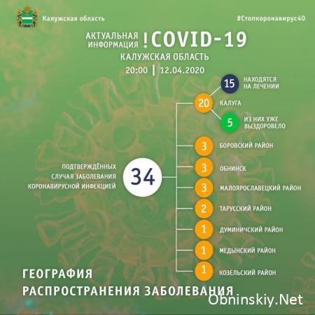 Количество заболевших коронавирусом в Калужской области 12.04.2020