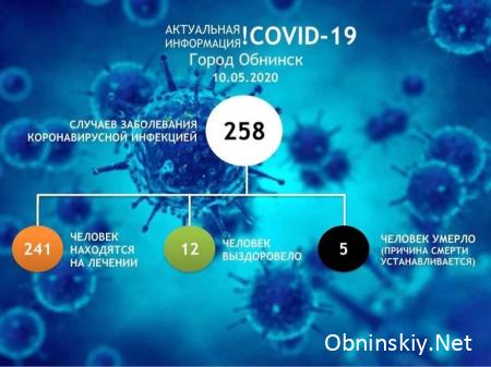 Количество заболевших коронавирусом в Обнинске 10.05.2020 г.