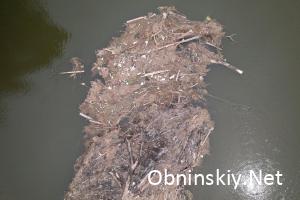 "Остров" из мусора на реке Протва.