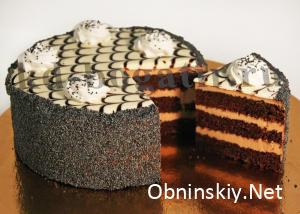 Торт Маковый (Венский шоколадный бисквит с добавлением мака, сметанный мусс на основе молочного шоколада. Вес 0,8 кг.)