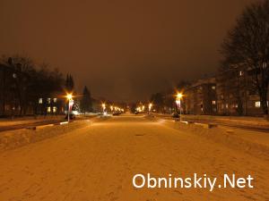 улица Жукова ночью Обнинск