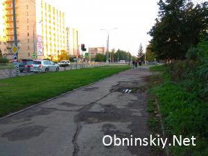 Яма на пешеходной дороге возле дома 54 по ул. Курчатова (2019 г.)