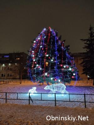 Новогодняя елка перед библиотекой в Обнинске