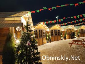 Новогодние домики на площади в Обнинске