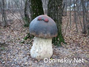 В Гурьяновском лесу фигурка гриба с двумя божьими коровками
